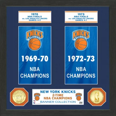 New York Knicks Highland Mint 15" x 12" 2-Time NBA Finals Champions Banner Bronze Coin Photo Mint