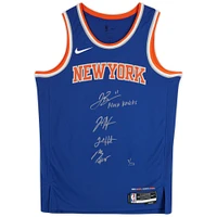 Jalen Brunson, Josh Hart, Mikal Bridges & Donte DiVincenzo New York Knicks Autographed Nike Blue Icon Swingman Jersey with "Nova Knicks" Inscription - Limited Edition of 50