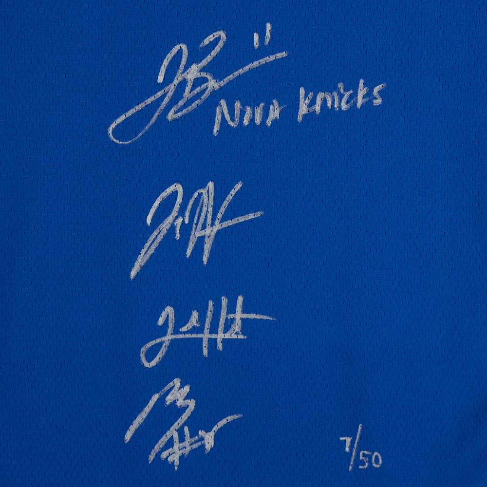 Jalen Brunson, Josh Hart, Mikal Bridges & Donte DiVincenzo New York Knicks Autographed Nike Blue Icon Swingman Jersey with "Nova Knicks" Inscription - Limited Edition of 50