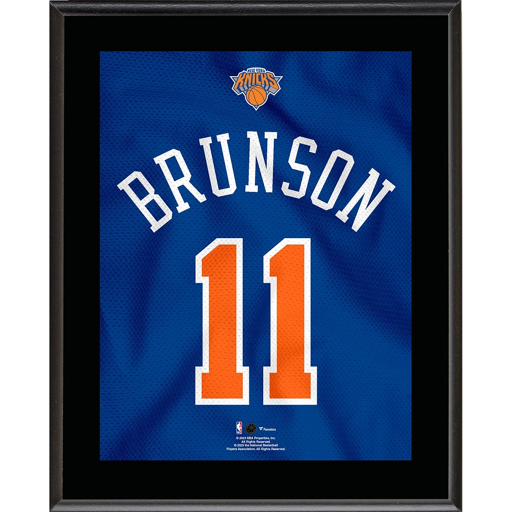Plaque de joueur sublimée avec numéro de maillot de 10,5" x 13" des New York Knicks de Jalen Brunson