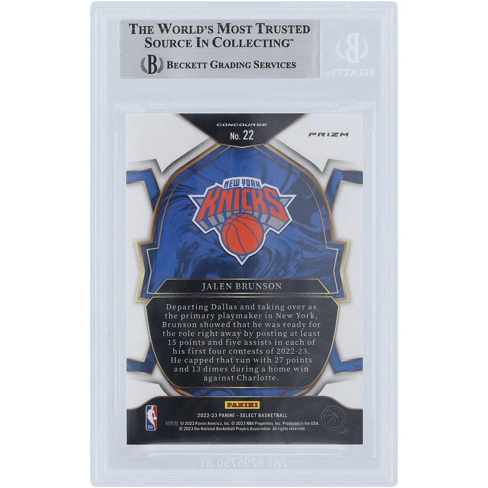 Jalen Brunson New York Knicks Autographed 2022-23 Panini Select Prizm Silver #22 Beckett Fanatics Witnessed Authenticated Card