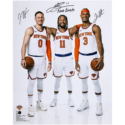 Josh Hart, Donte DiVincenzo, Jalen Brunson New York Knicks Autographed 16" x 20" Media Day Photograph with "Nova Knicks" Inscription