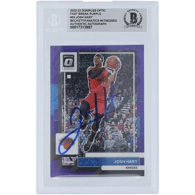 Josh Hart New York Knicks Autographed 2022-23 Panini Donruss Optic Fast Break Purple #55 #/99 Beckett Fanatics Witnessed Authenticated Card 