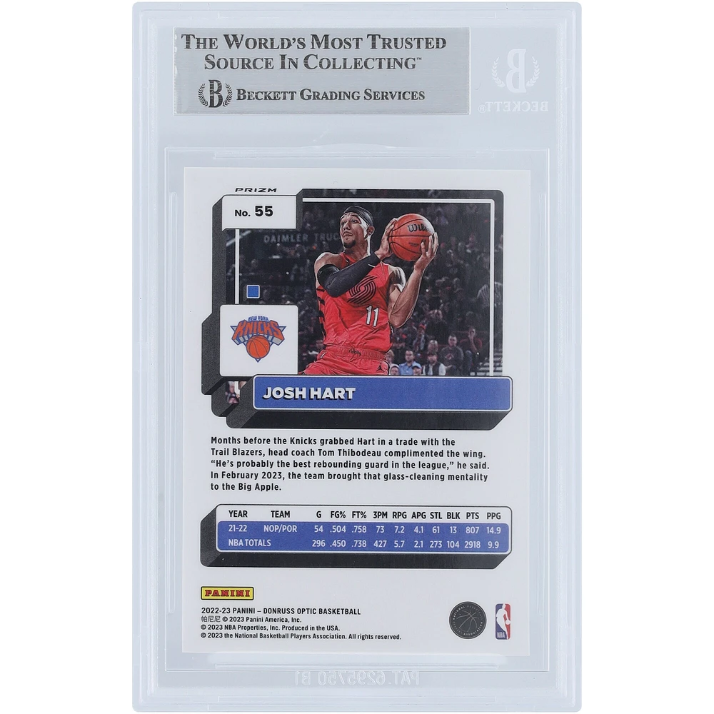 Josh Hart New York Knicks Autographed 2022-23 Panini Donruss Optic Purple #55 Beckett Fanatics Witnessed Authenticated Card 