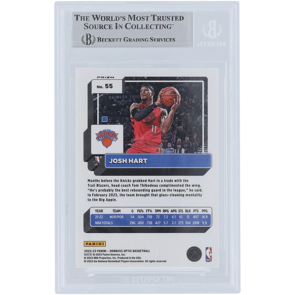 Josh Hart New York Knicks Autographed 2022-23 Panini Donruss Optic Purple Shock #55 Beckett Fanatics Witnessed Authenticated Card 