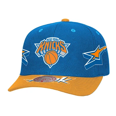 Casquette ajustable Pro Crown AS2K Stars des New York Knicks bleu/orange Mitchell & Ness pour homme