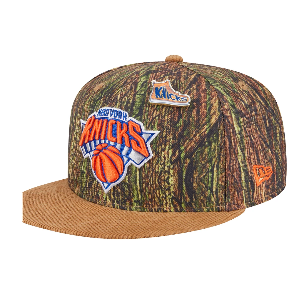 Men's New Era  Camo New York Knicks Victory Grove Forest Sneaker Pin 9FIFTY Snapback Hat