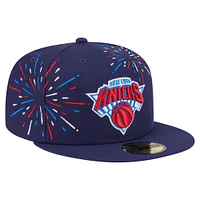 Men's New Era  Navy New York Knicks Americana Fireworks 59FIFTY Fitted Hat