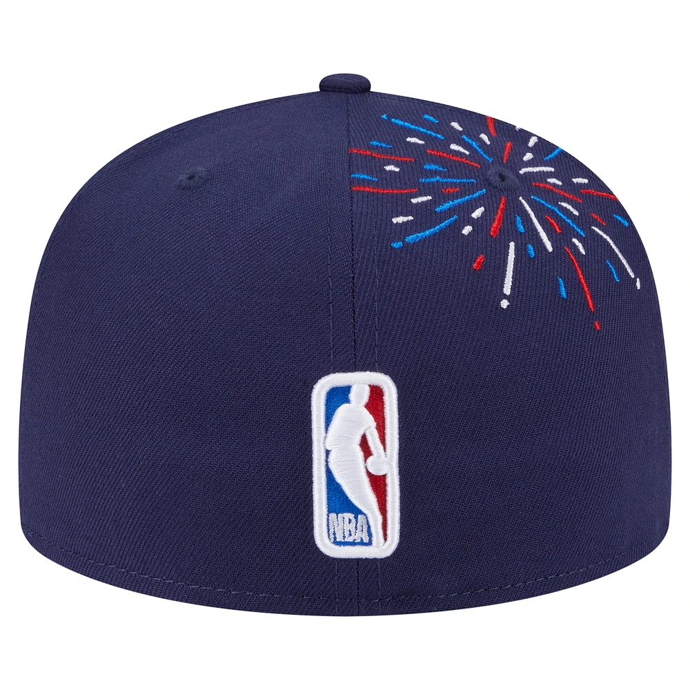 Men's New Era  Navy New York Knicks Americana Fireworks 59FIFTY Fitted Hat