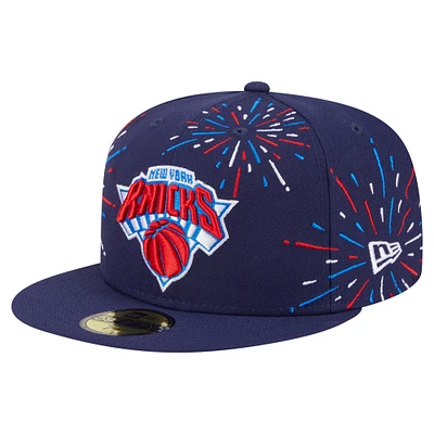 Men's New Era  Navy New York Knicks Americana Fireworks 59FIFTY Fitted Hat