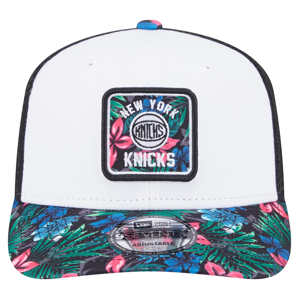 Men's New Era  White New York Knicks Floral 9SEVENTY Adjustable Hat