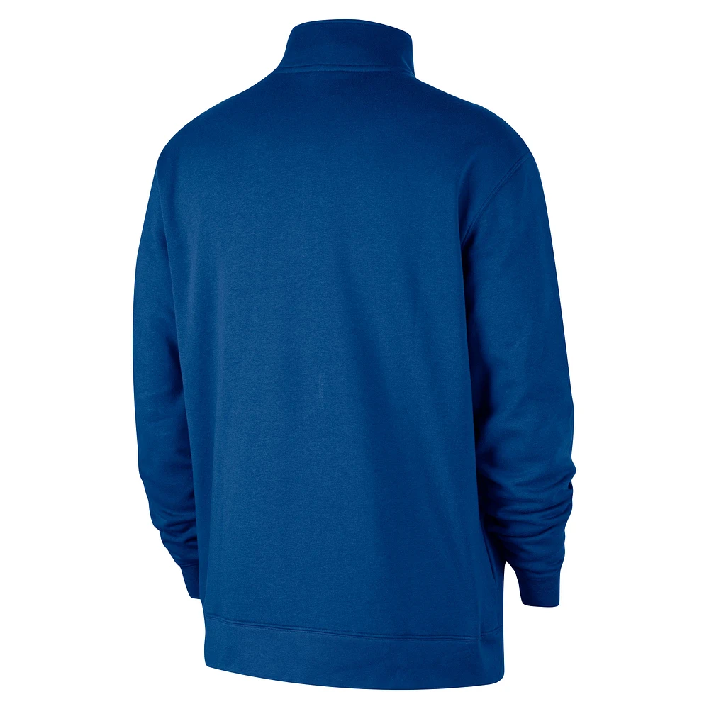 Men's Nike Blue New York Knicks Courtside Club Half-Zip Jacket