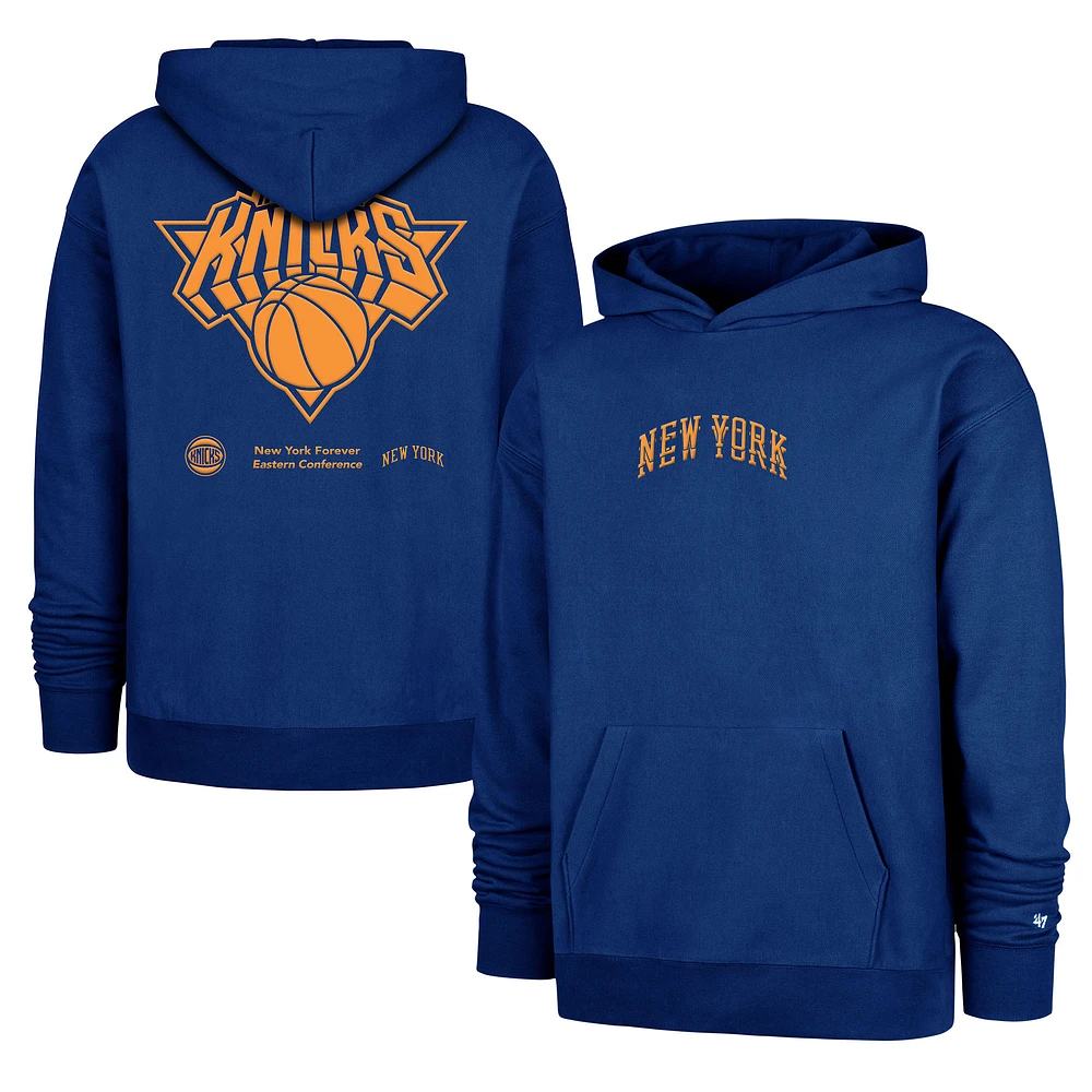 Men's '47 Blue New York Knicks 2024/25 City Edition Double Crossover Foundation Pullover Hoodie