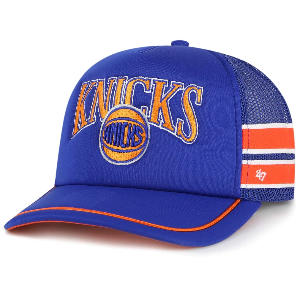 Casquette ajustable de camionneur à rayures latérales '47 New York Knicks pour hommes, bleue