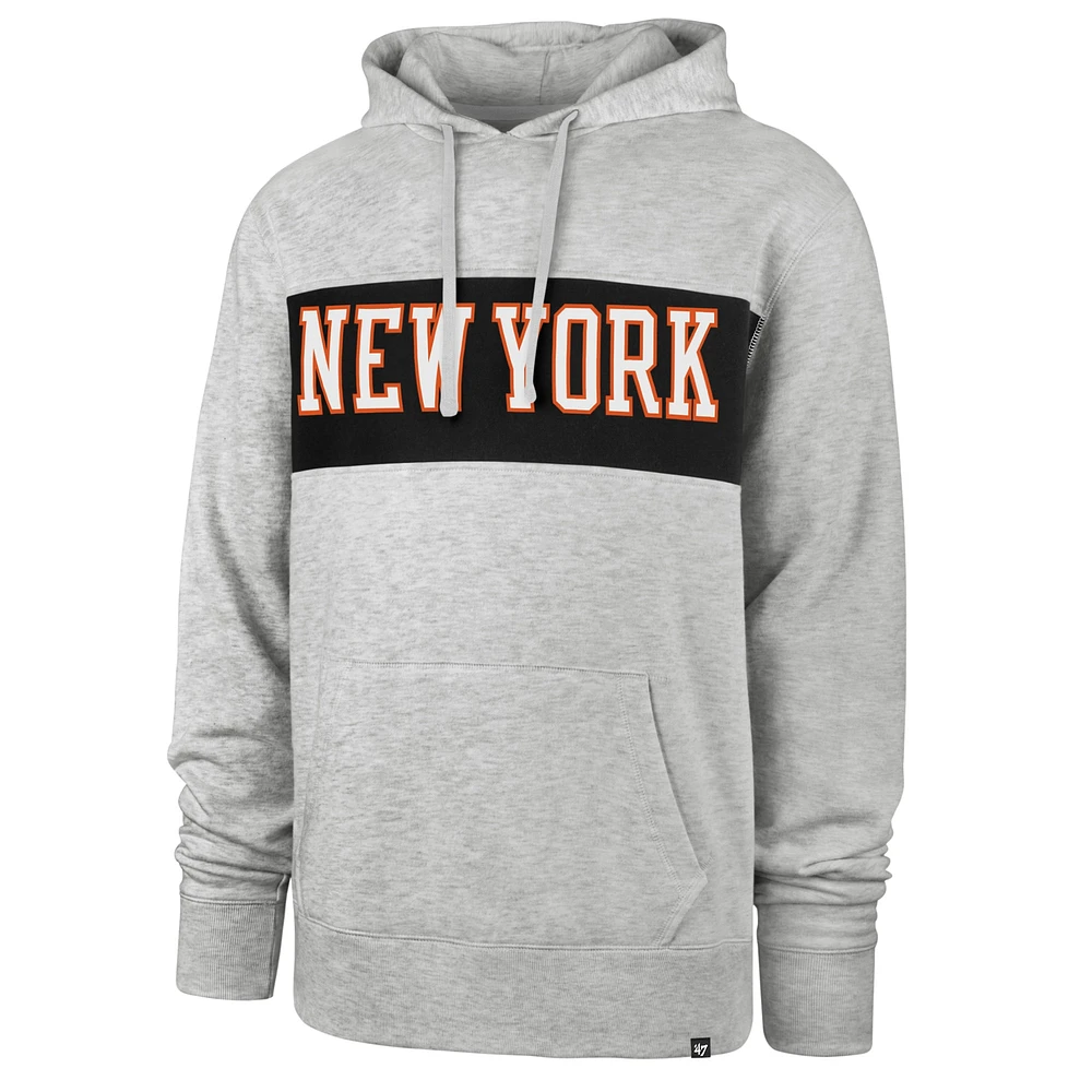 Sweat à capuche gris pour homme '47 New York Knicks 2021/22 City Edition Wordmark Chest Pass