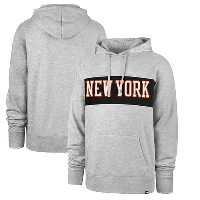 Men's '47 Gray New York Knicks 2021/22 City Edition Wordmark Chest Pass Pullover Hoodie