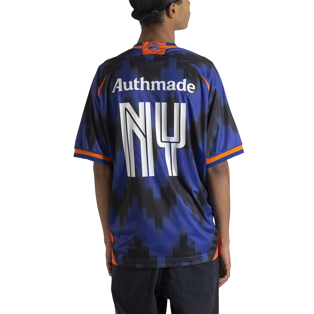 Men's Authmade x NBA Blue New York Knicks Soccer Kit Fashion Jersey