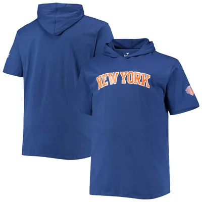 New York Knicks Big & Tall 2-Hit Short Sleeve Pullover Hoodie - Blue
