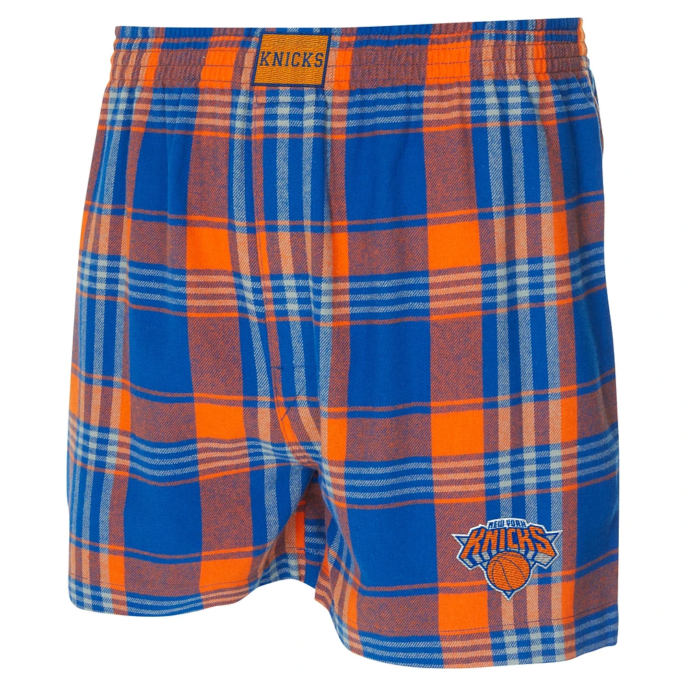 Men's Concepts Sport Blue New York Knicks Region Flannel Boxer Short