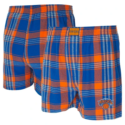 Men's Concepts Sport Blue New York Knicks Region Flannel Boxer Short