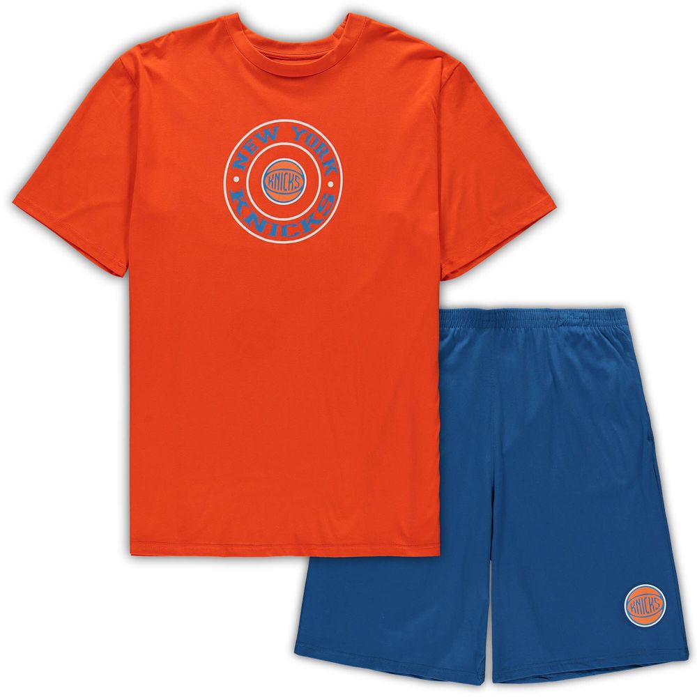 Men's Concepts Sport Orange/Blue New York Knicks Big & Tall T-Shirt Shorts Sleep Set