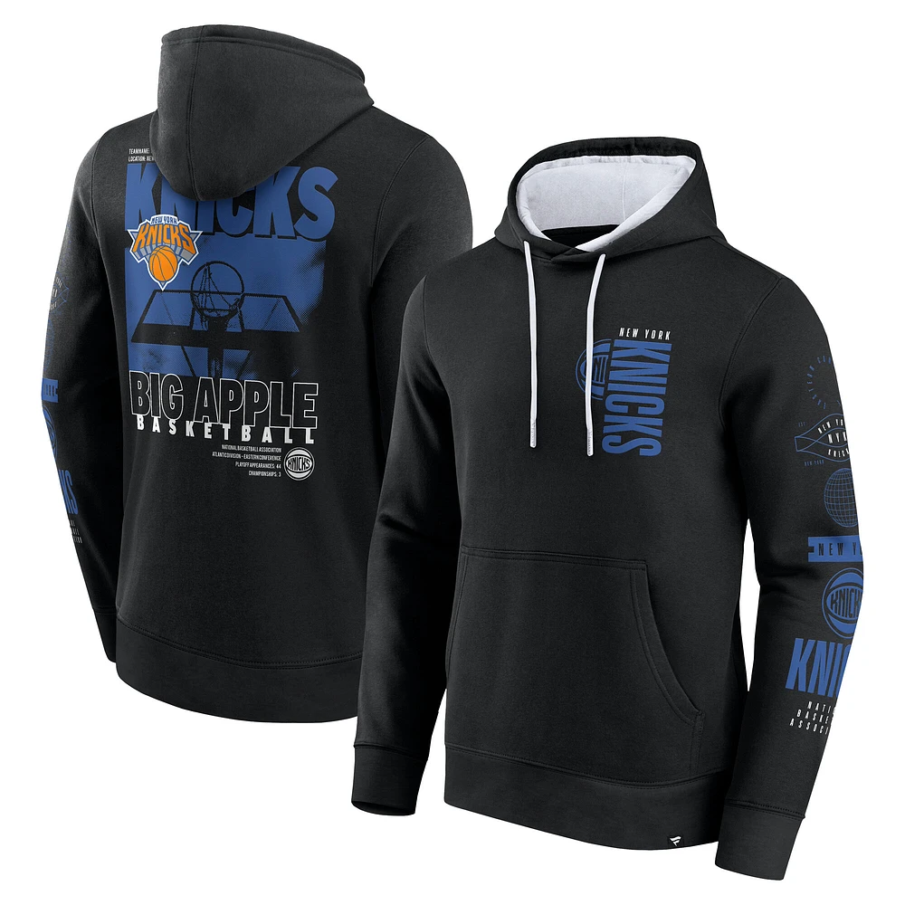 Men's Fanatics  Black New York Knicks Game Time Crossover Pullover Hoodie
