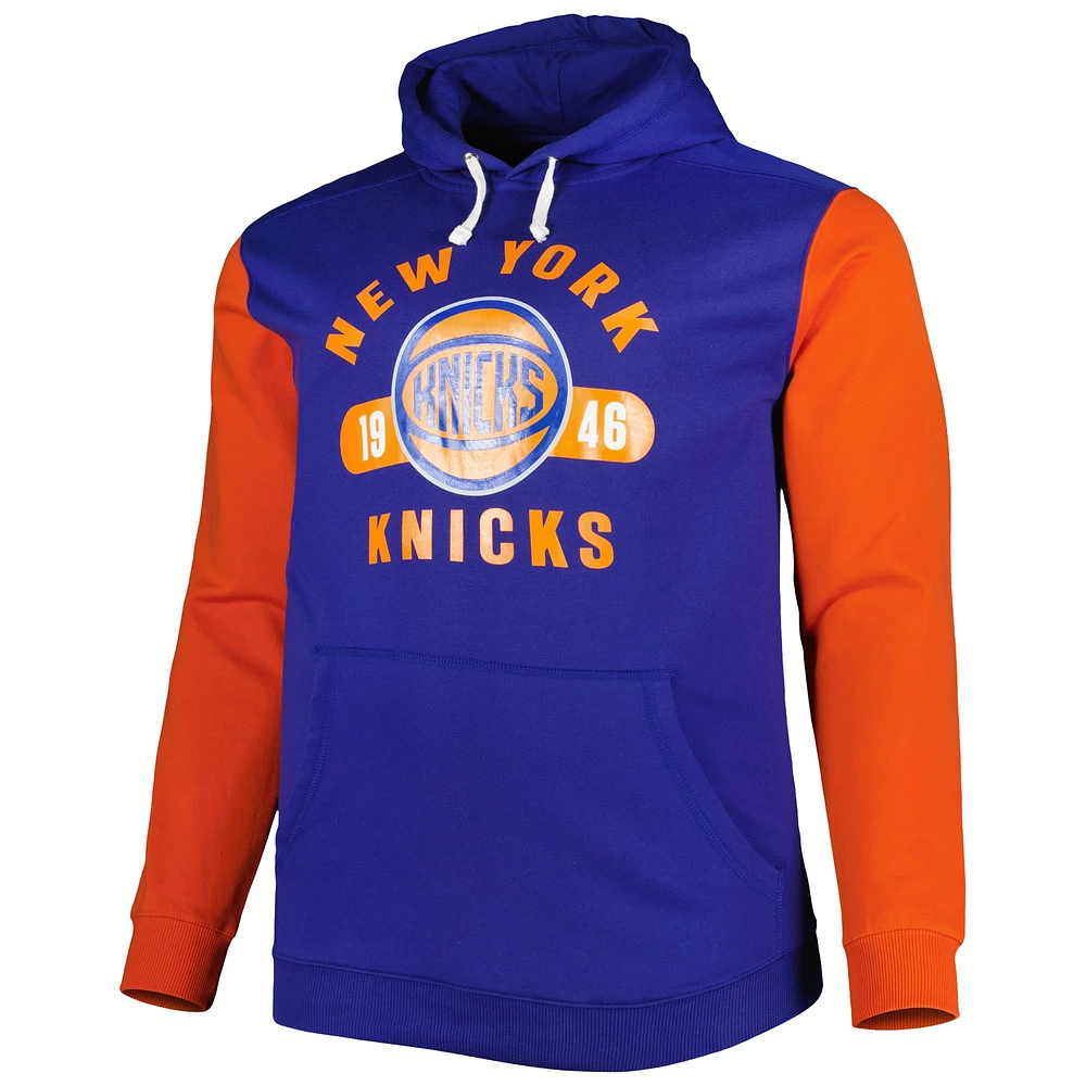 Men's Fanatics Blue/Orange New York Knicks Big & Tall Bold Attack Pullover Hoodie