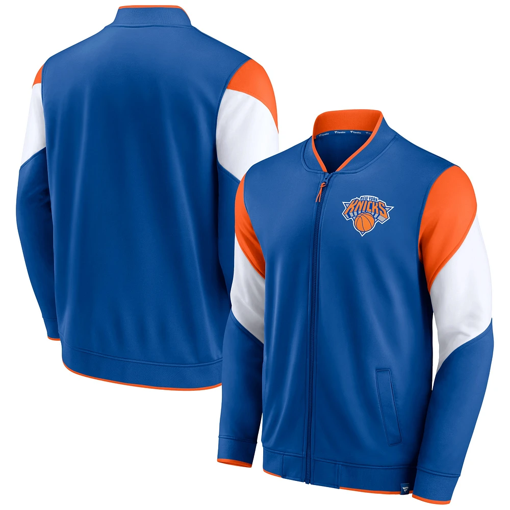 Veste entièrement zippée Fanatics pour hommes, bleu/orange, New York Knicks League Best Performance