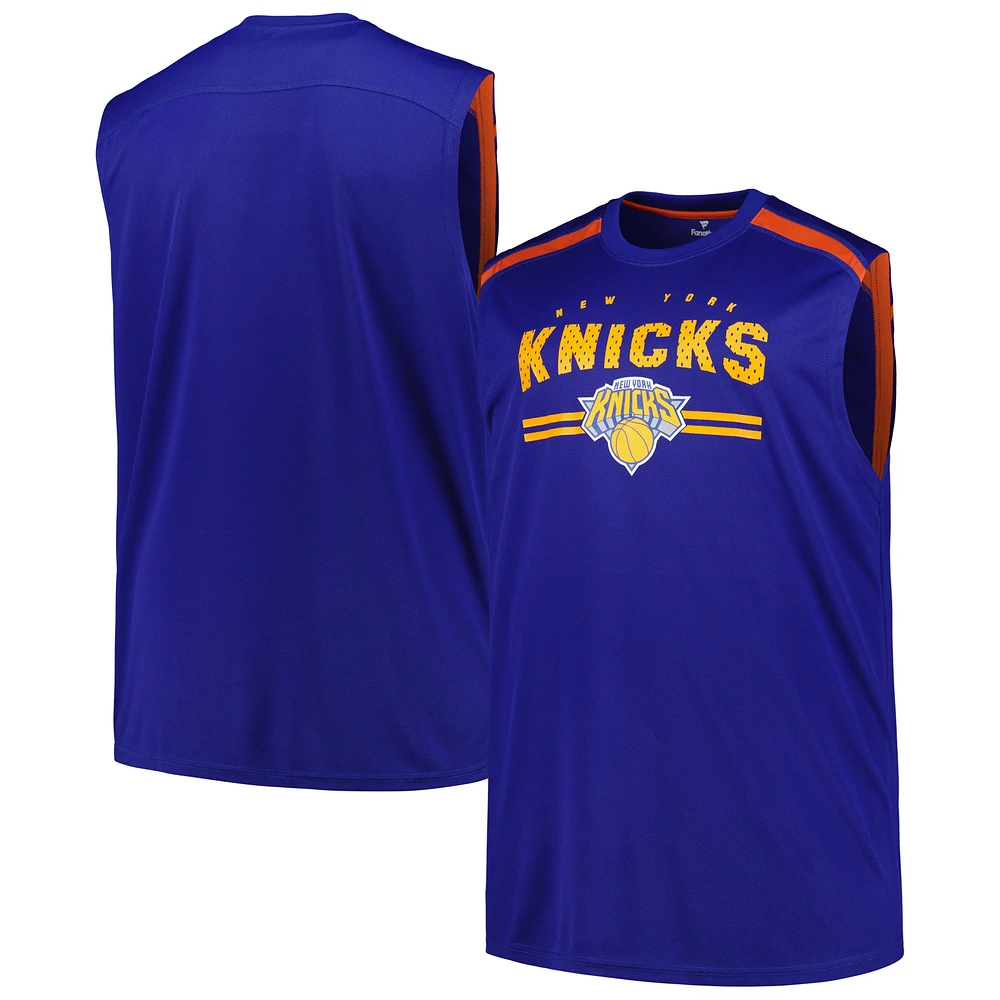 Débardeur bleu Fanatics New York Knicks Big & Tall Birdseye Muscle pour hommes