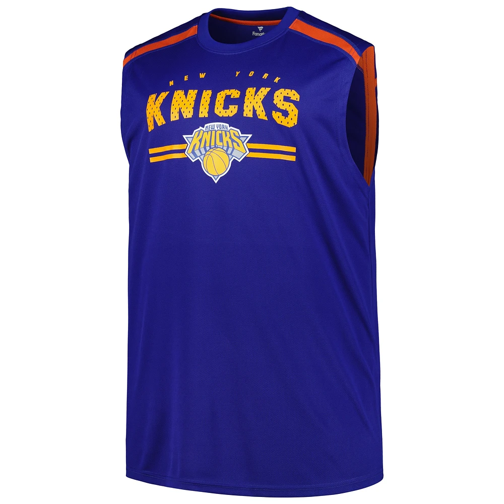 Débardeur bleu Fanatics New York Knicks Big & Tall Birdseye Muscle pour hommes