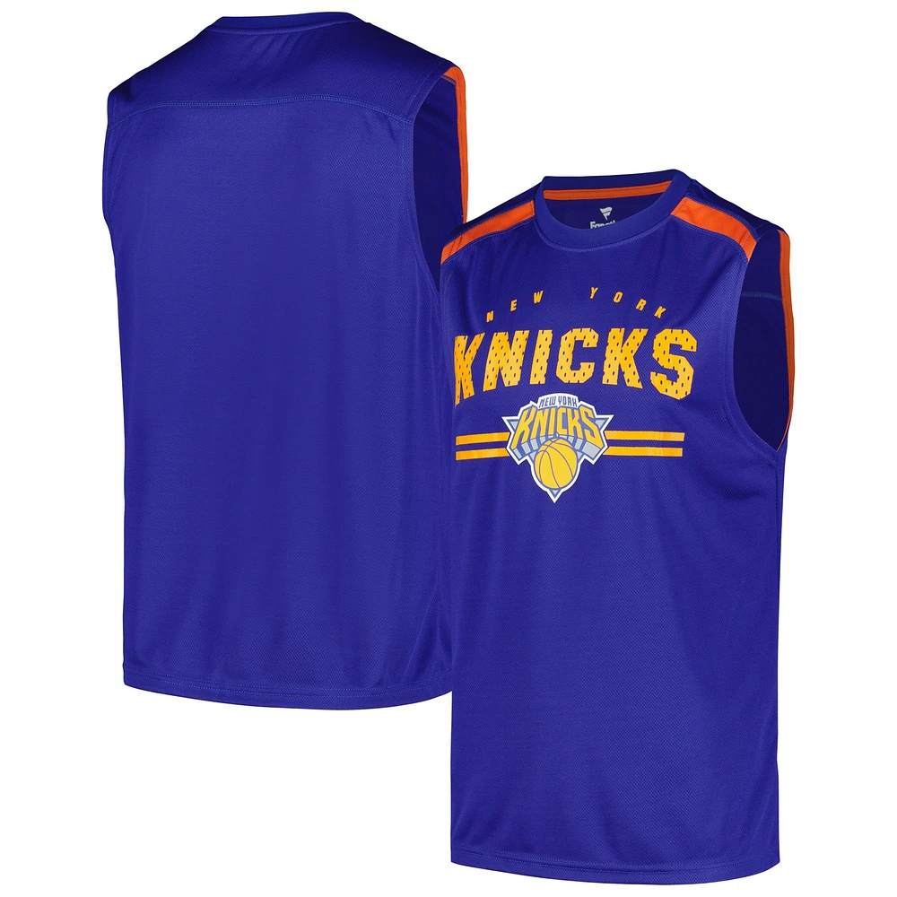 Men's Fanatics Blue New York Knicks Birdseye Muscle Tank Top