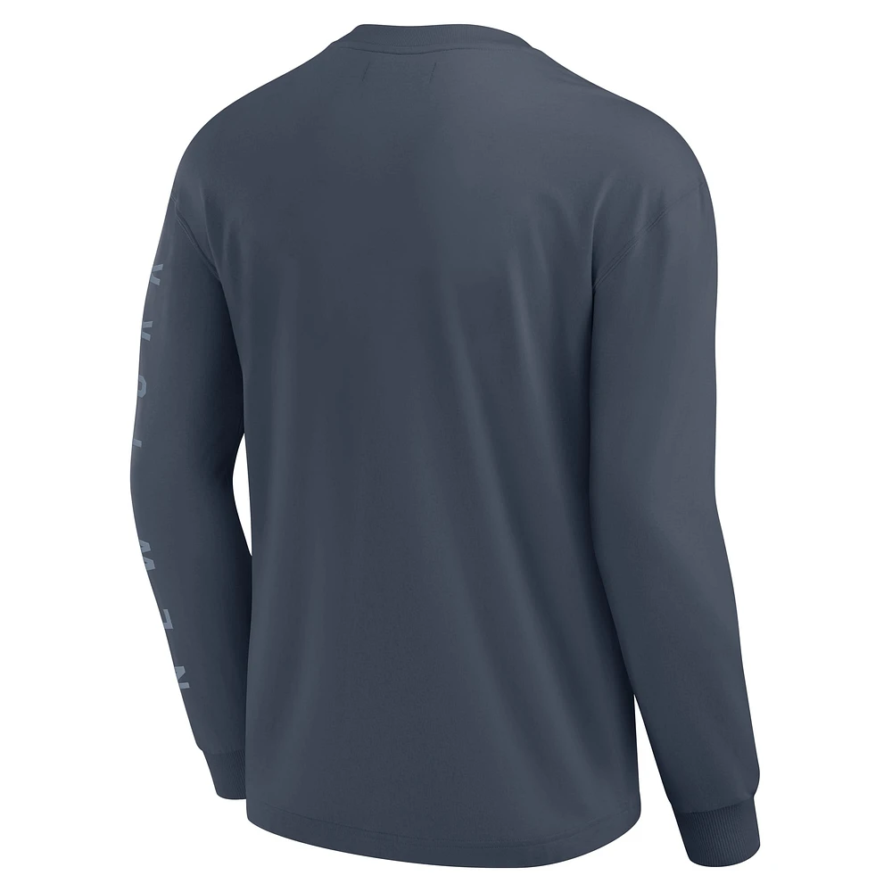 Men's Fanatics Blue New York Knicks Elements Future Ground Tonal Info Long Sleeve T-Shirt