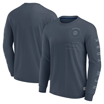 Men's Fanatics Blue New York Knicks Elements Future Ground Tonal Info Long Sleeve T-Shirt