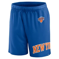 Short en maille à lancer franc Fanatics bleu New York Knicks pour hommes