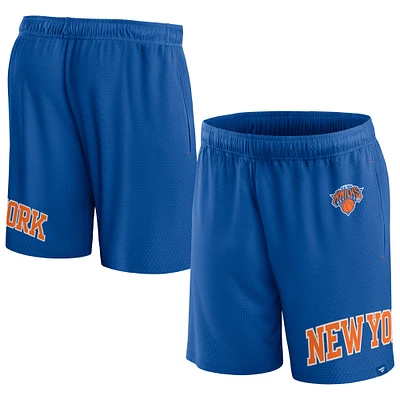 Short en maille à lancer franc Fanatics bleu New York Knicks pour hommes