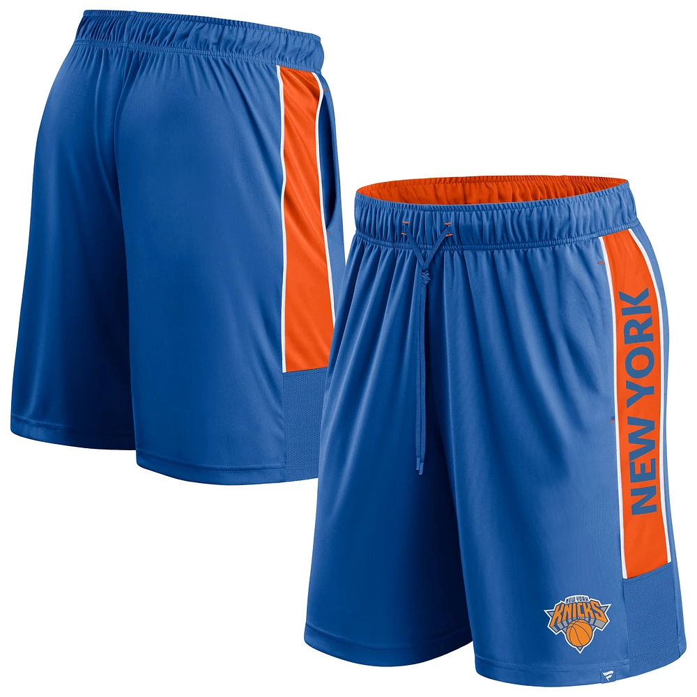 Short de défenseur bleu Fanatics pour hommes des New York Knicks Game Winner