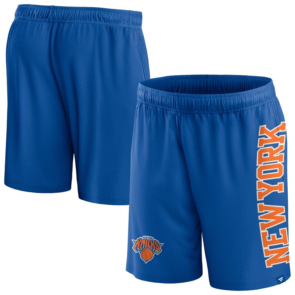 Short en maille Post Up Fanatics bleu New York Knicks pour hommes