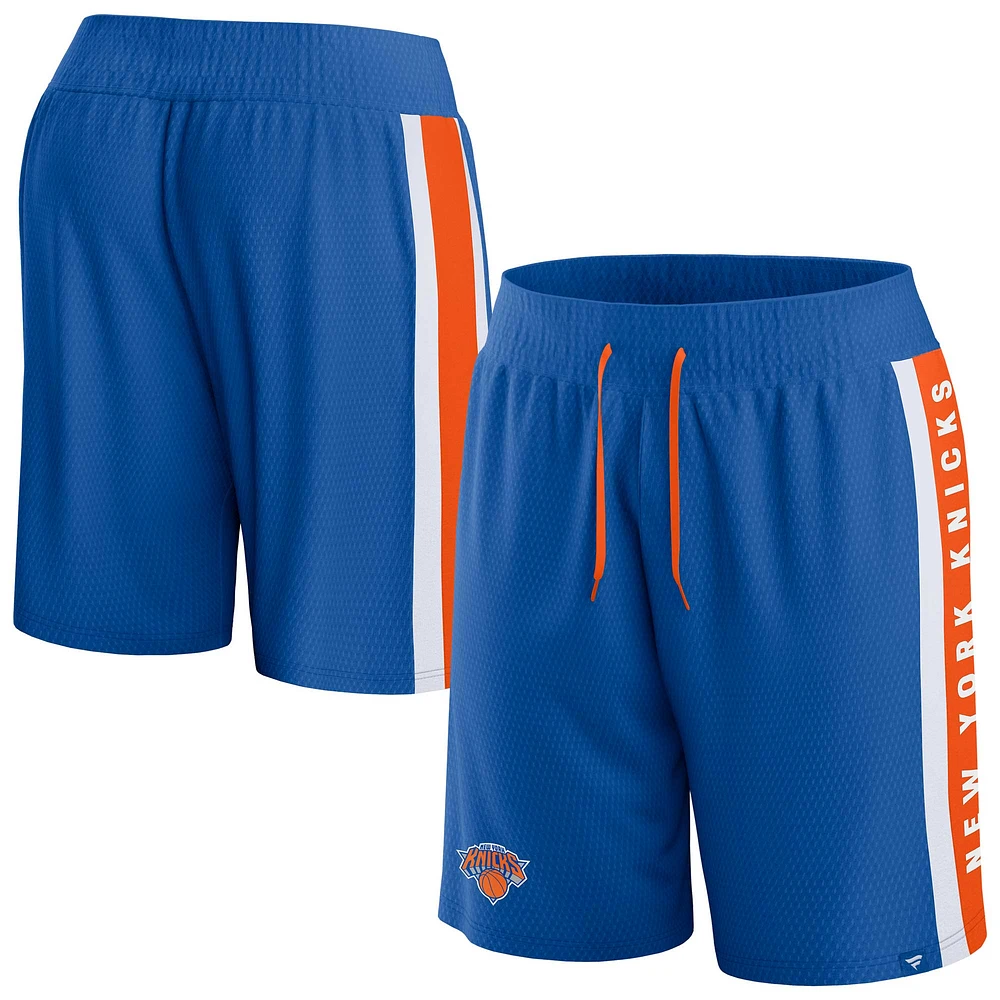 Short emblématique en maille bleu New York Knicks Fanatics pour hommes