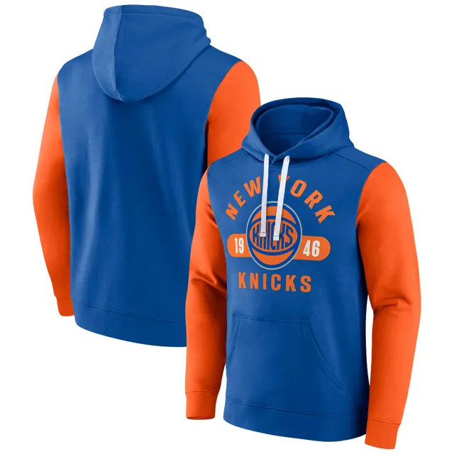 New York Knicks Fanatics Branded Off The Bench Color Block Pullover Hoodie  - Heathered Gray