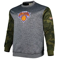 Men's Fanatics Heather Charcoal New York Knicks Big & Tall Camo Stitched Sweatshirt