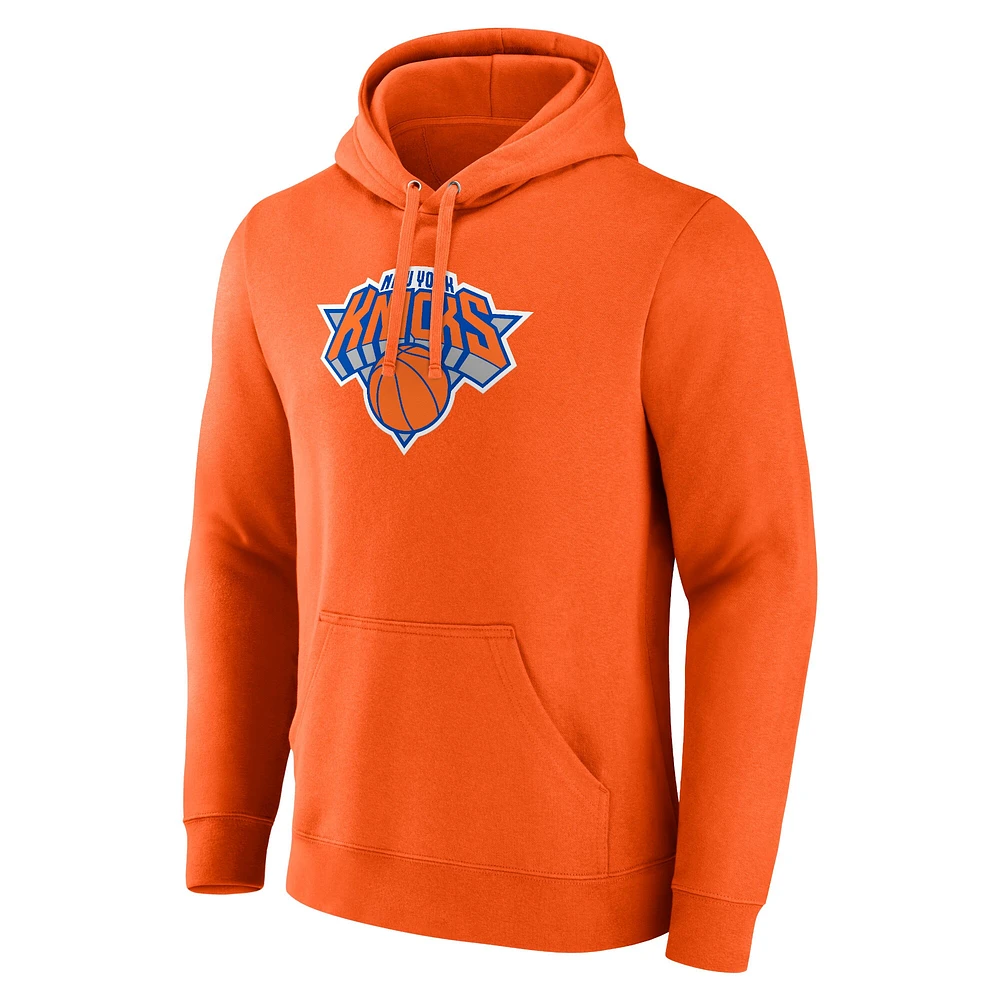 Men's Fanatics  Orange New York Knicks Primary Logo Pullover Hoodie