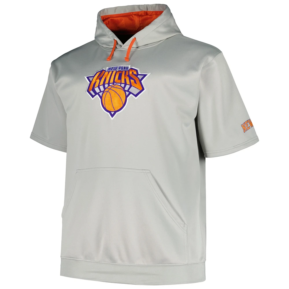 Sweat à capuche argenté avec logo Fanatics pour hommes des New York Knicks Big & Tall