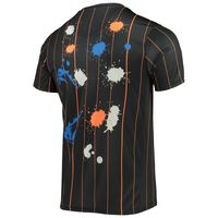 Men's FISLL Black New York Knicks Striped Splatter T-Shirt