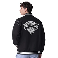 Men's G-III Sports by Carl Banks Black New York Knicks Clutch Hitter Full-Snap Varsity Jacket