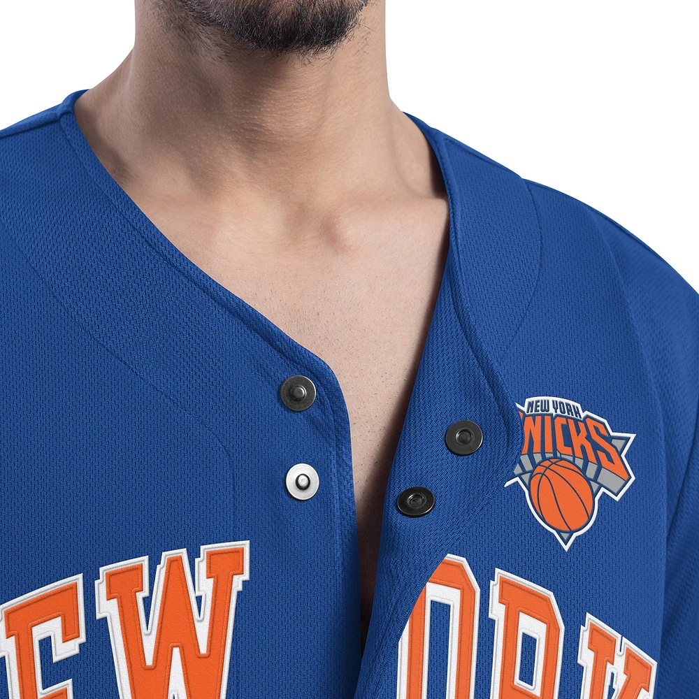 Men's G-III Sports by Carl Banks Blue New York Knicks Adaptive Star Player Fashion Baseball Jersey