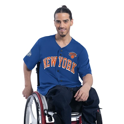 Men's G-III Sports by Carl Banks Blue New York Knicks Adaptive Star Player Fashion Baseball Jersey