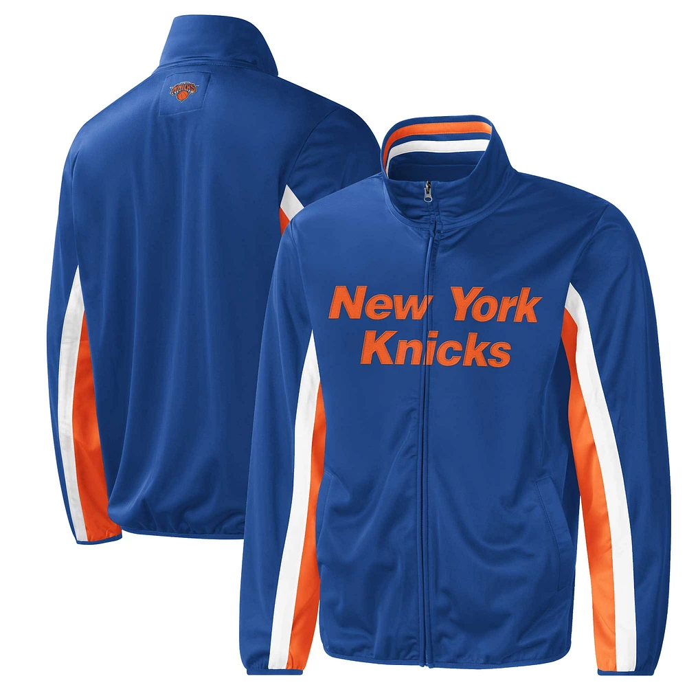 Veste de survêtement à glissière pleine longueur pour homme G-III Sports by Carl Banks New York Knicks Contender Wordmark bleu