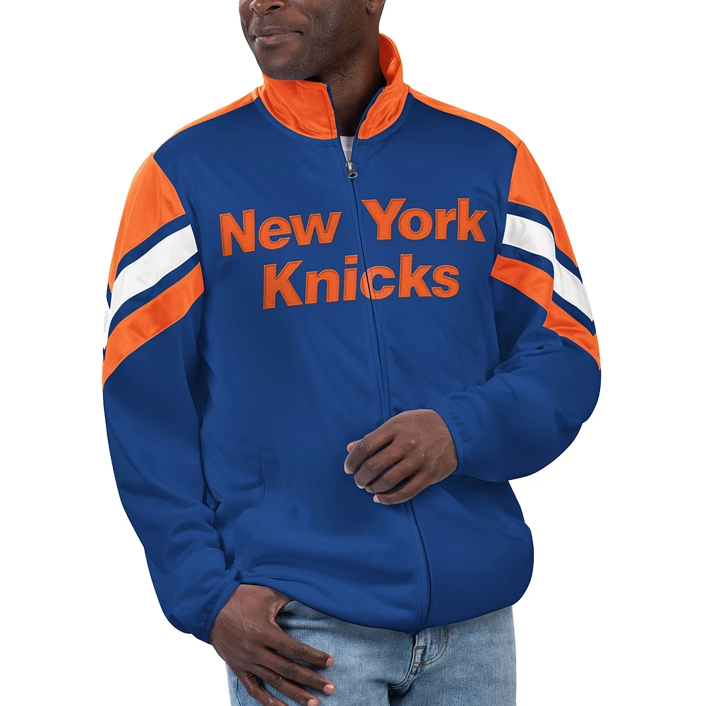 Men's G-III Sports by Carl Banks Royal New York Knicks Game Ball Full-Zip Track Jacket