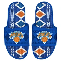 Men's ISlide Blue New York Knicks Shooting Touch Rwanda Pattern Gel Slide Sandals