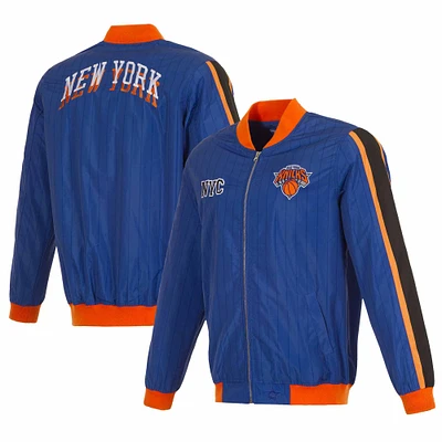 Men's JH Design Royal New York Knicks 2023/24 City Edition Full-Zip Bomber Jacket